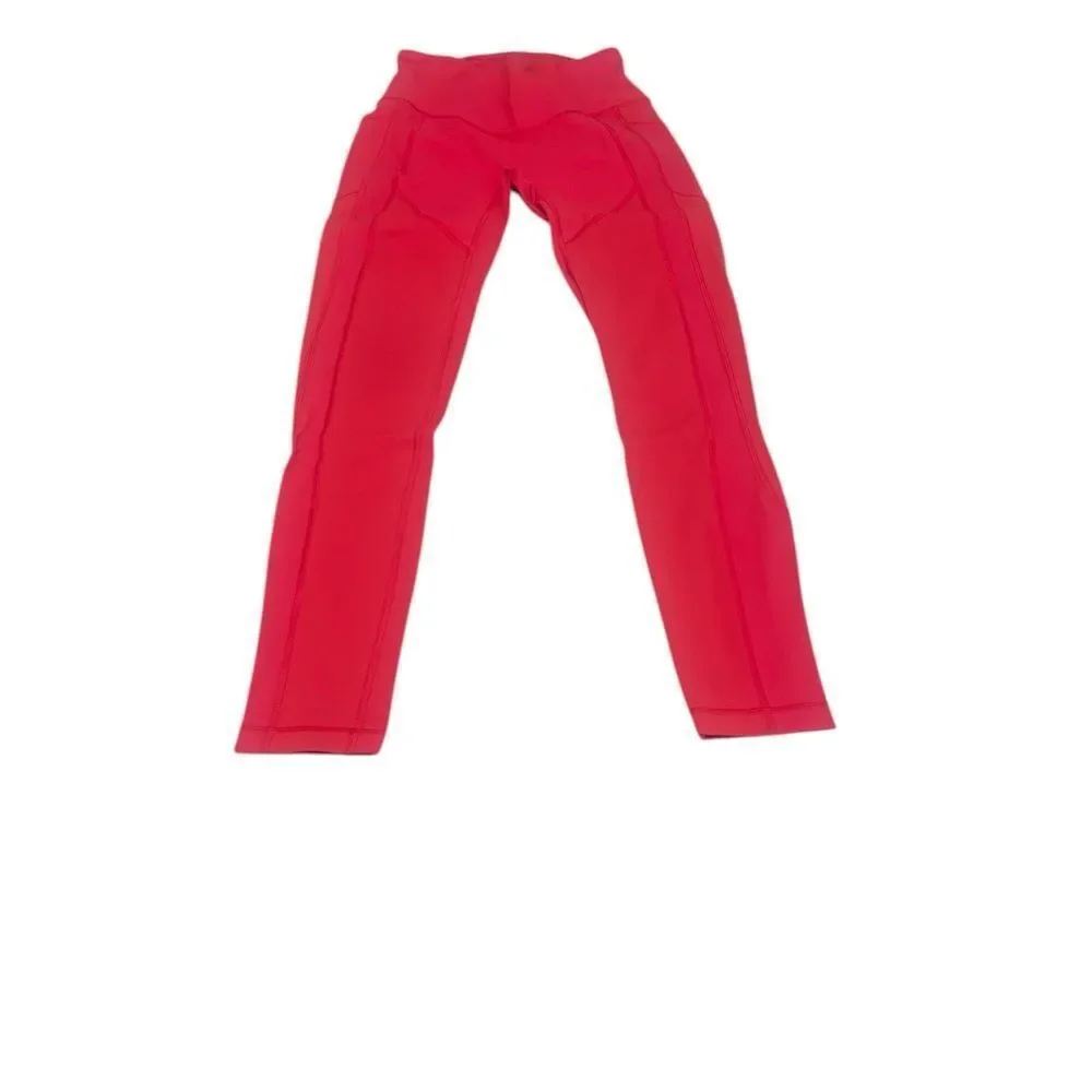 Lululemon sz6/S see size chart hot pink leggings with side and waist pockets GUC
